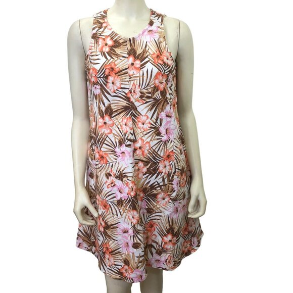 LANDS END FLORAL100% LINEN SHIFT  DRESS SM - Picture 2 of 7